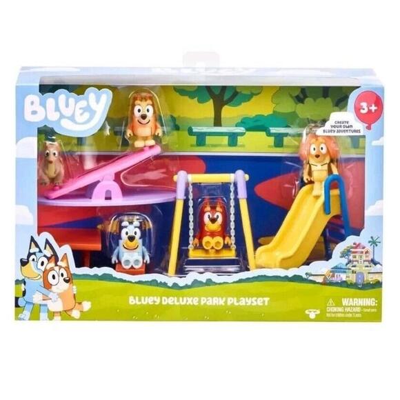 Moose Toys Other - New! Bluey Deluxe Park Playset Rusty, Indy, Bingo & Potaroo 5 Figures Play Set